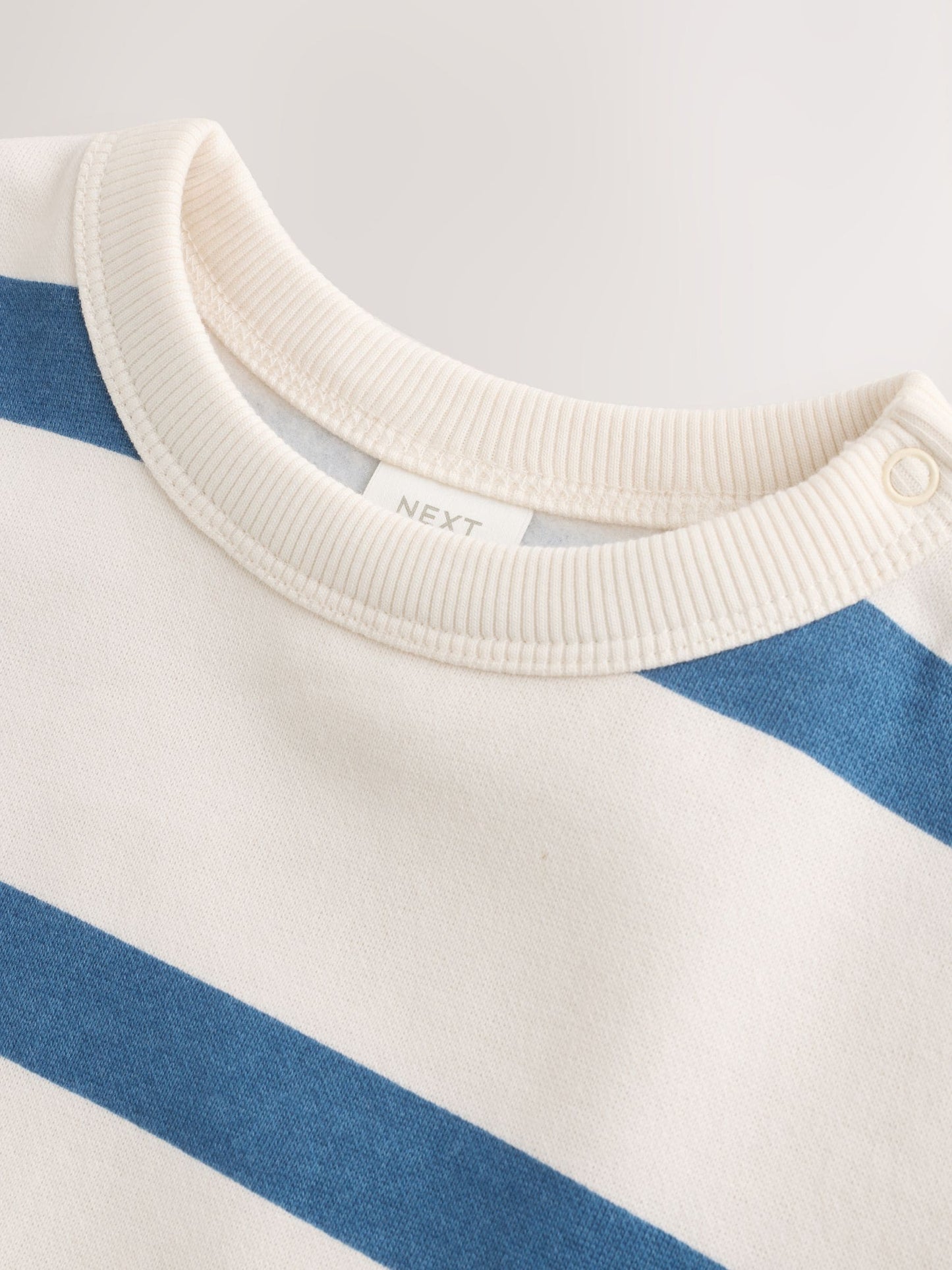Blue/Ecru Stripe Sweat Baby Romper (0mths-3yrs) image 4