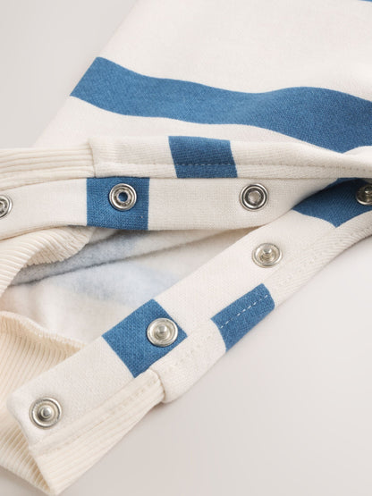 Blue/Ecru Stripe Sweat Baby Romper (0mths-3yrs) image 5