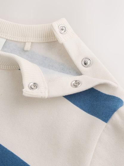 Blue/Ecru Stripe Sweat Baby Romper (0mths-3yrs) image 7