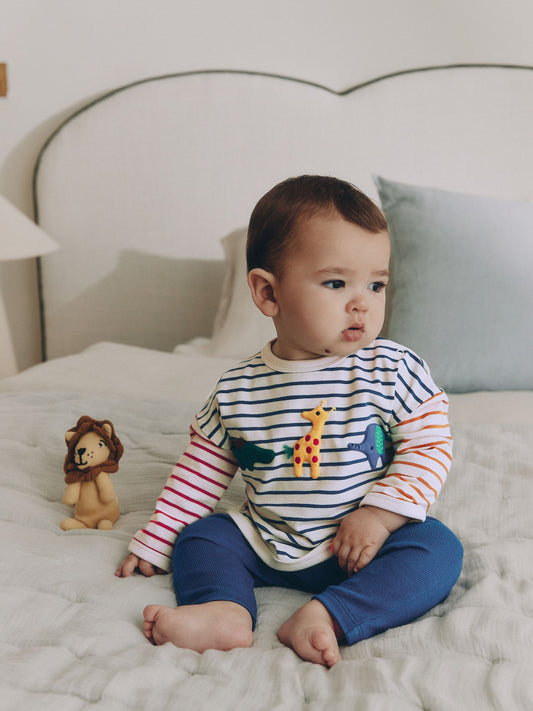 Red/Blue Safari Animals Top and Leggings Baby Set (0mths-2yrs) image 1