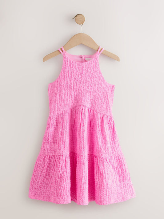 Pink/Cream Strappy Crinkle Summer Dress 2 Pack (3-16yrs) image 2