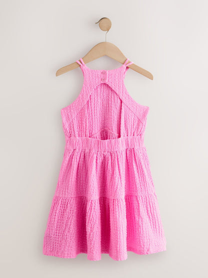 Pink/Cream Strappy Crinkle Summer Dress 2 Pack (3-16yrs) image 4