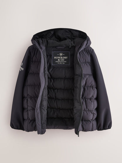 Dsiney Kidz - Superdry Black Hybrid Coat image 7