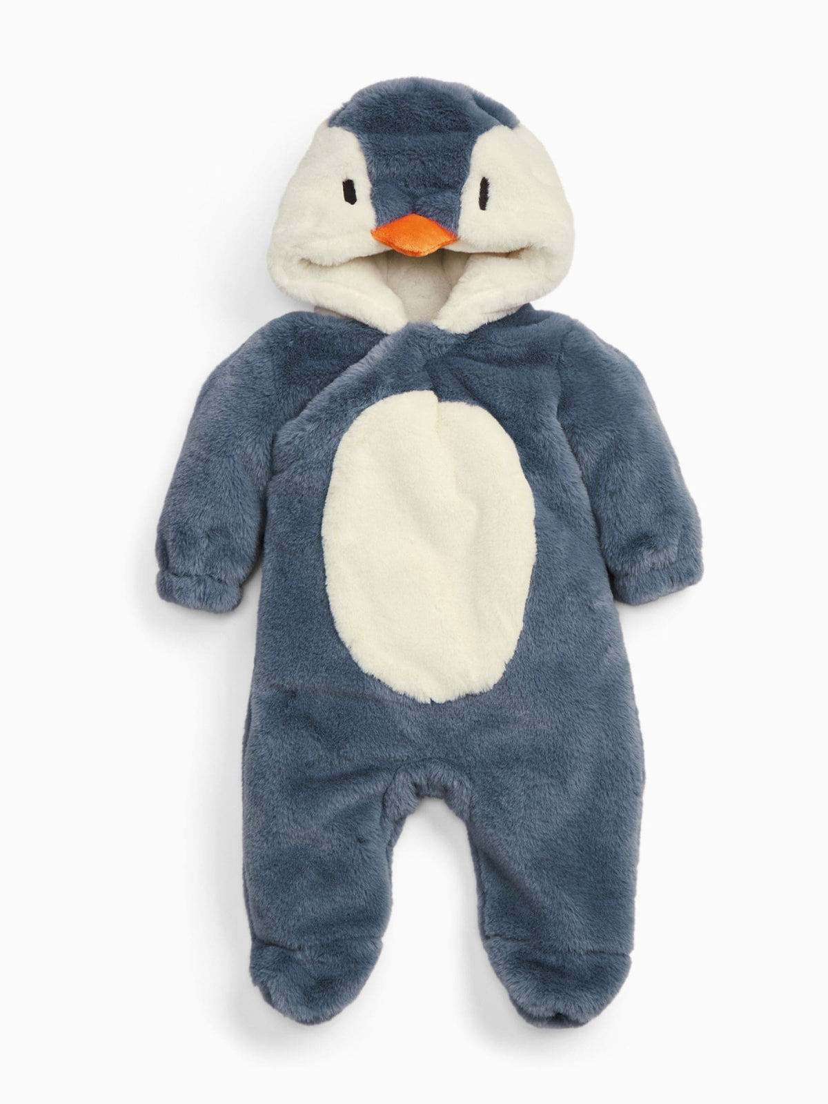 MORI Blue Penguin Faux Fur Supersoft Zip Up Pramsuit - image 4