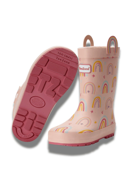 Toezone Pink Rainbow Waterproof Wellies image 1