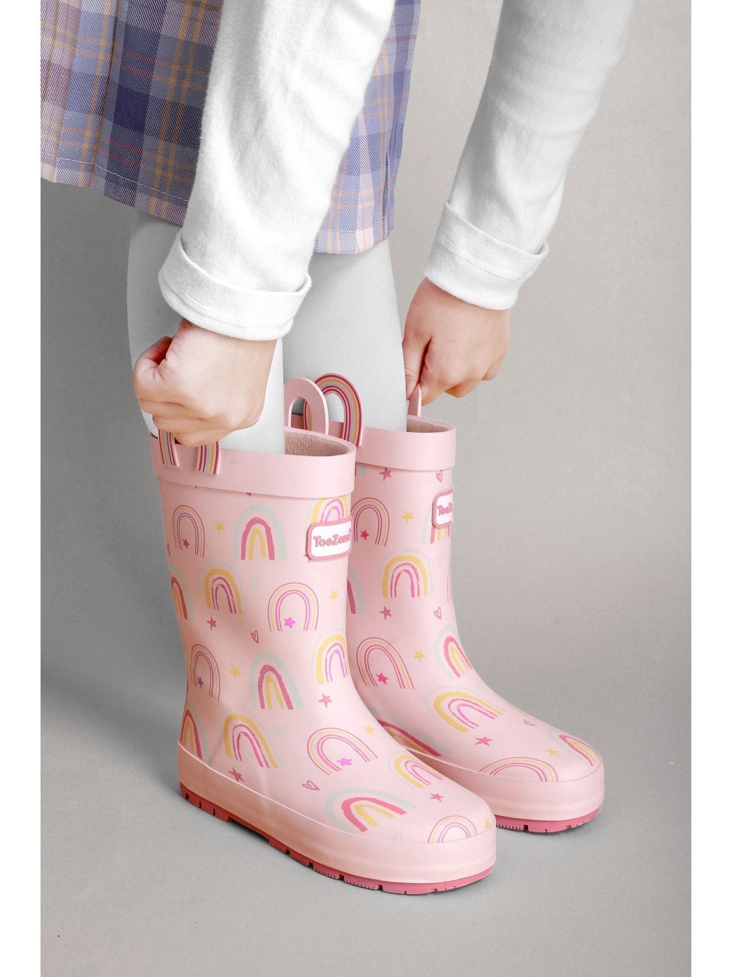 Toezone Pink Rainbow Waterproof Wellies image 3