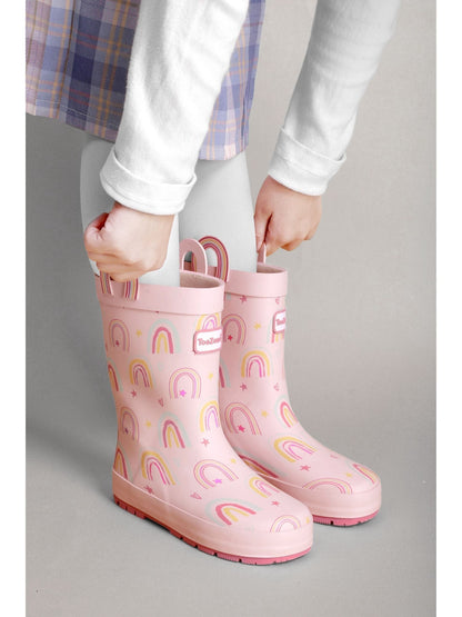 Toezone Pink Rainbow Waterproof Wellies image 3