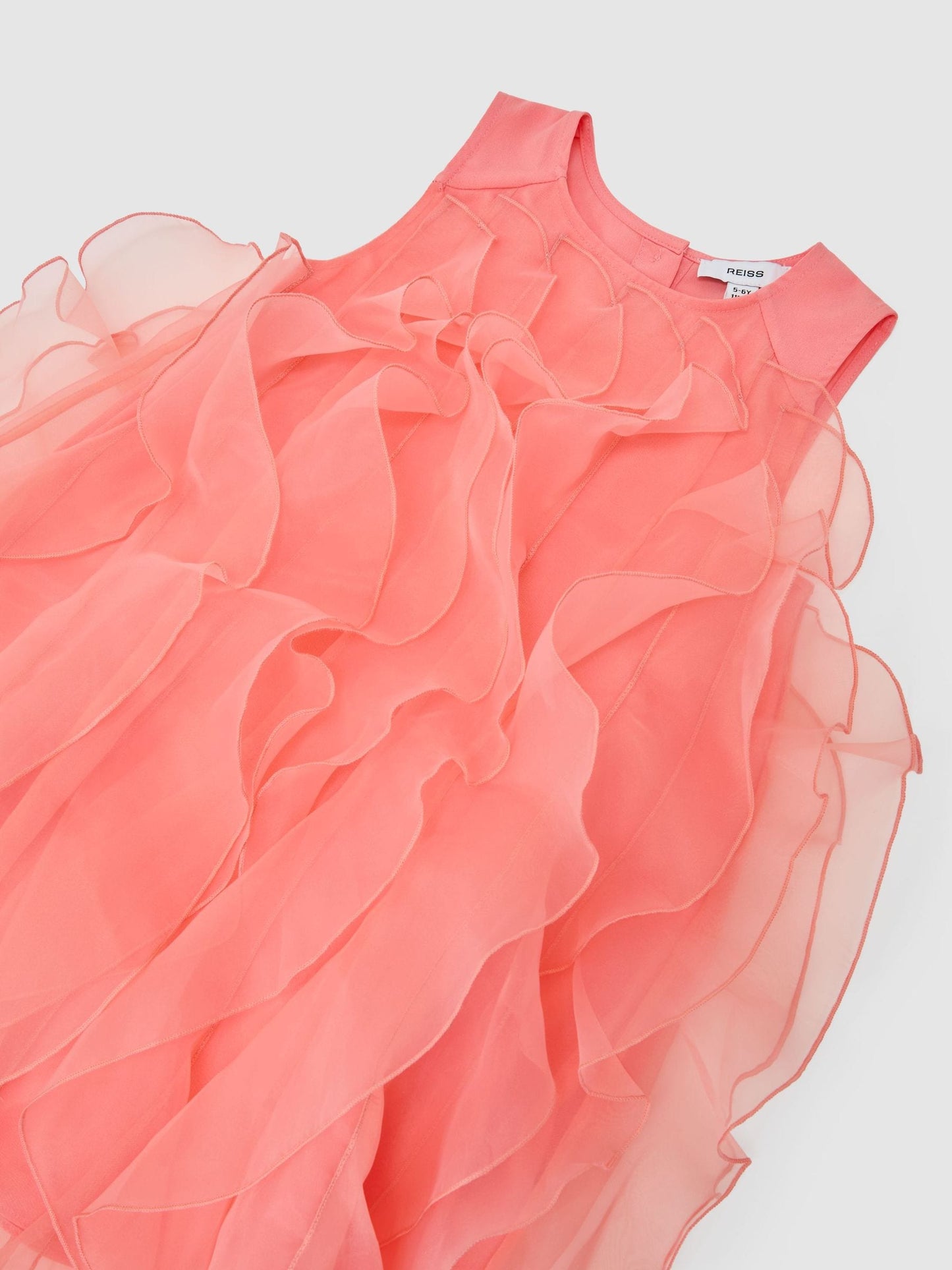 Reiss Coral Pink Ellenora 9-13 yrs Ruffle-Detail Organza Dress image 3
