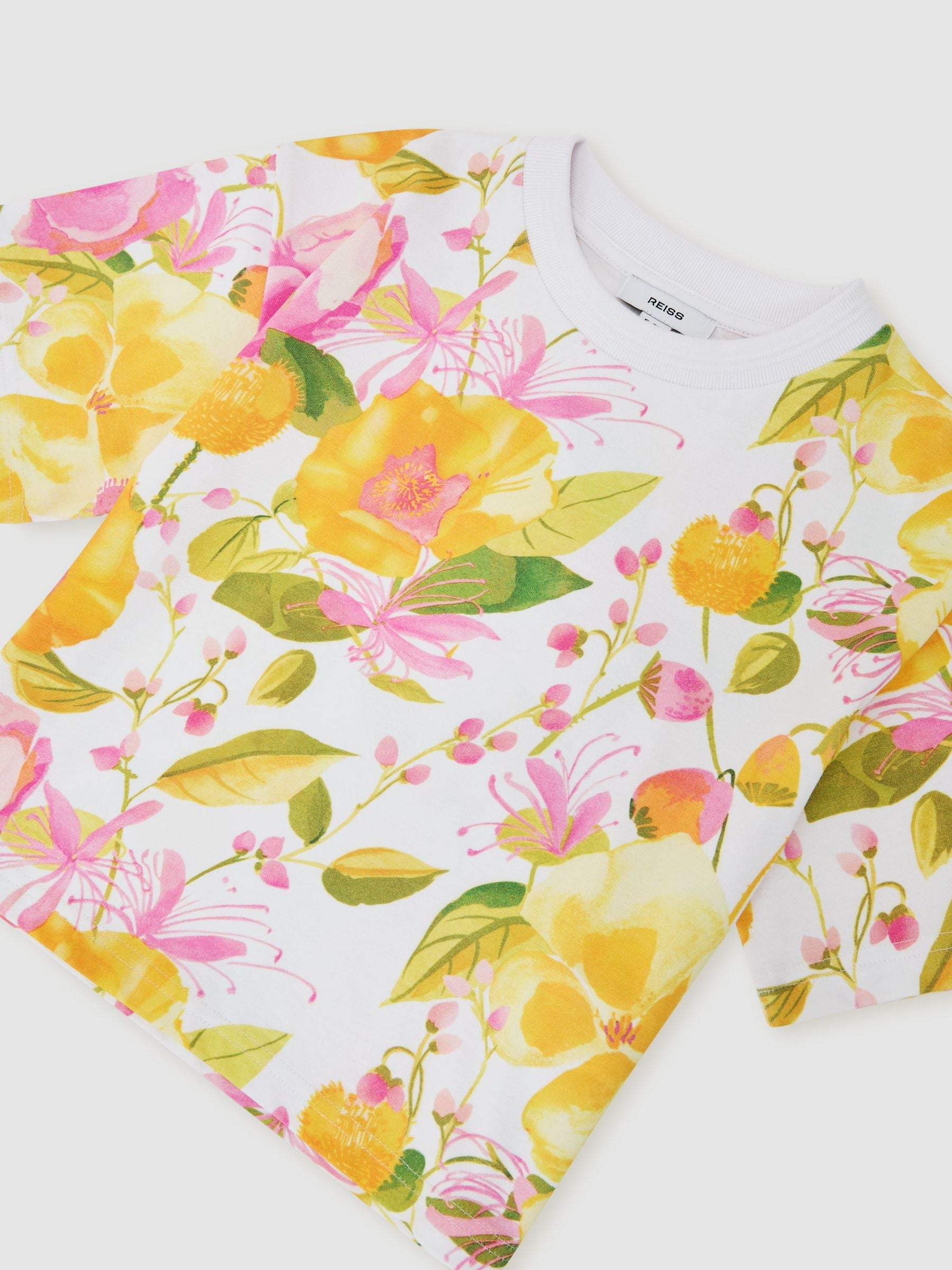 Reiss Ivory Print Bonnie 13-14 yrs Cotton Floral-Print Relaxed T-Shirt image 1