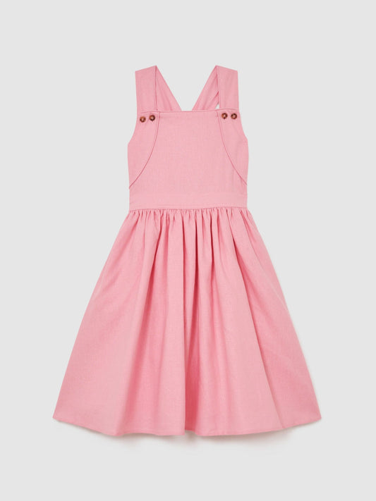 Reiss Pink Matilda Linen-Blend Cross-Back Midi Dress image 2