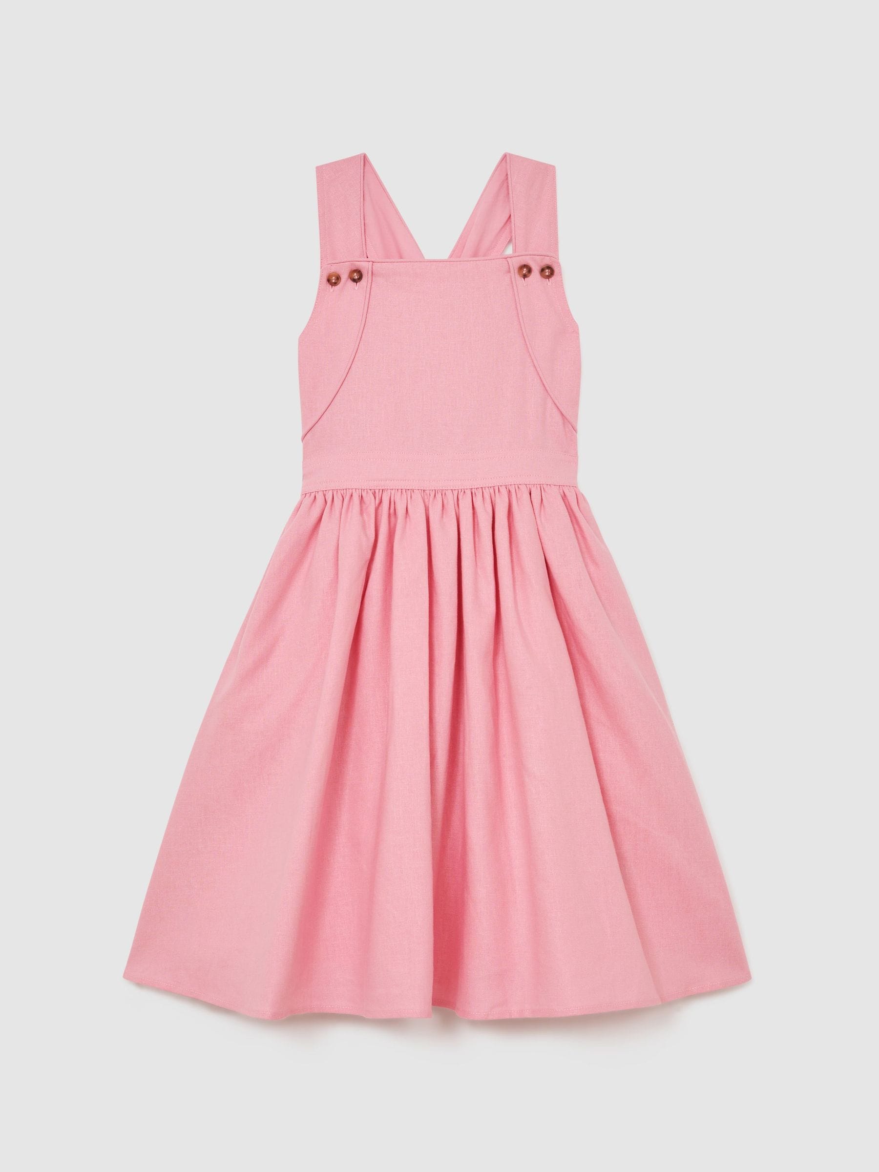 Reiss Pink Matilda 9-13 yrs Linen-Blend Polka-Dot Midi Dress image 2