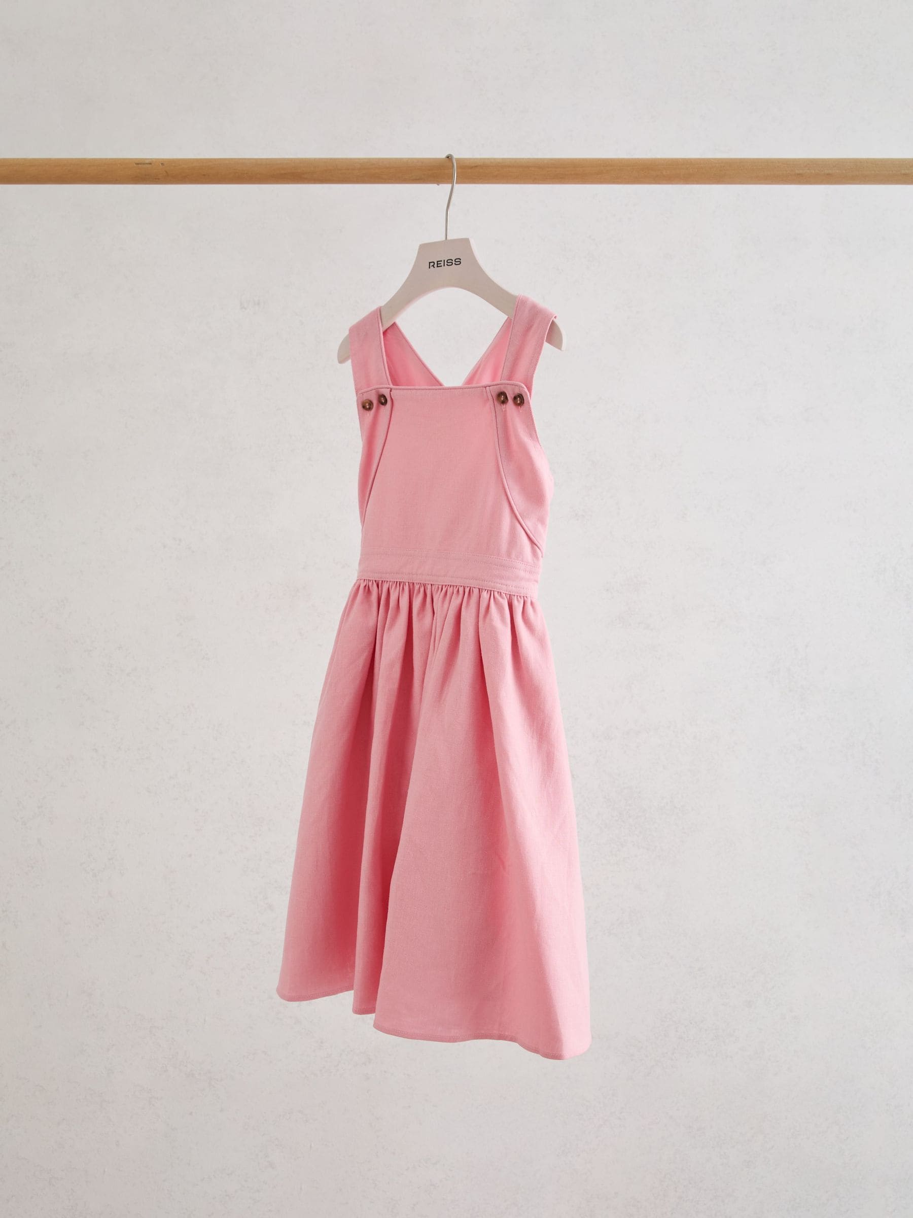 Reiss Pink Matilda 9-13 yrs Linen-Blend Polka-Dot Midi Dress image 1