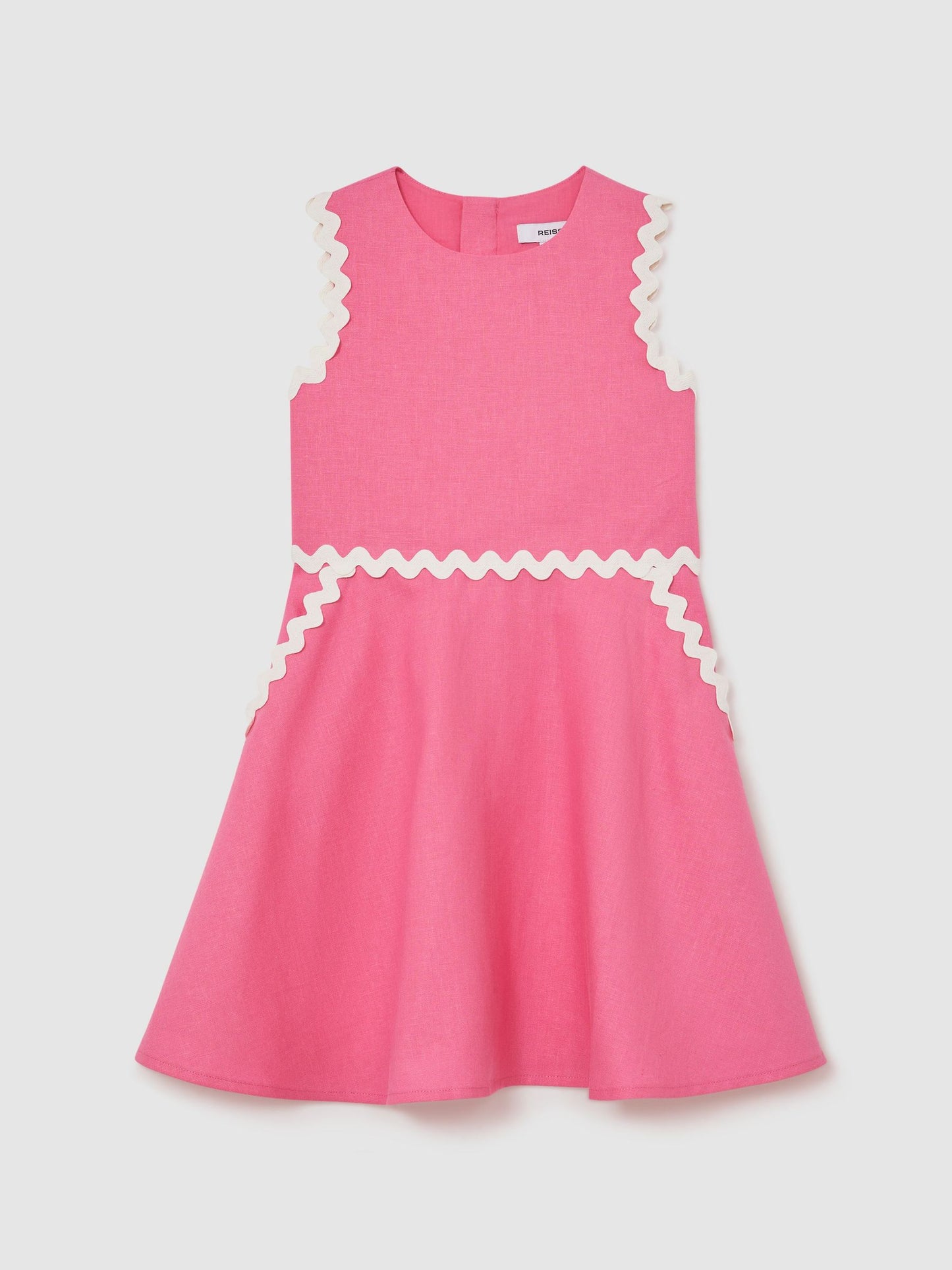 Reiss Pink Blake 3-9 yrs Linen-Blend Ric-Rac Trim Dress image 1