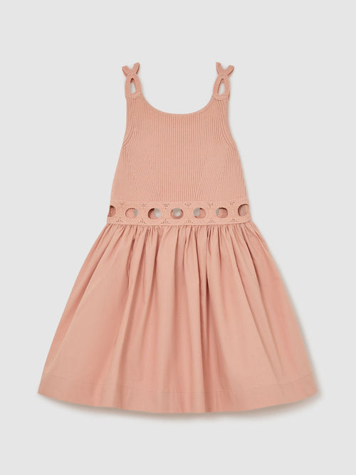 Reiss Apricot Rita 3-9 yrs Rib-Knit Mix Cut-Out Flared Dress image 1
