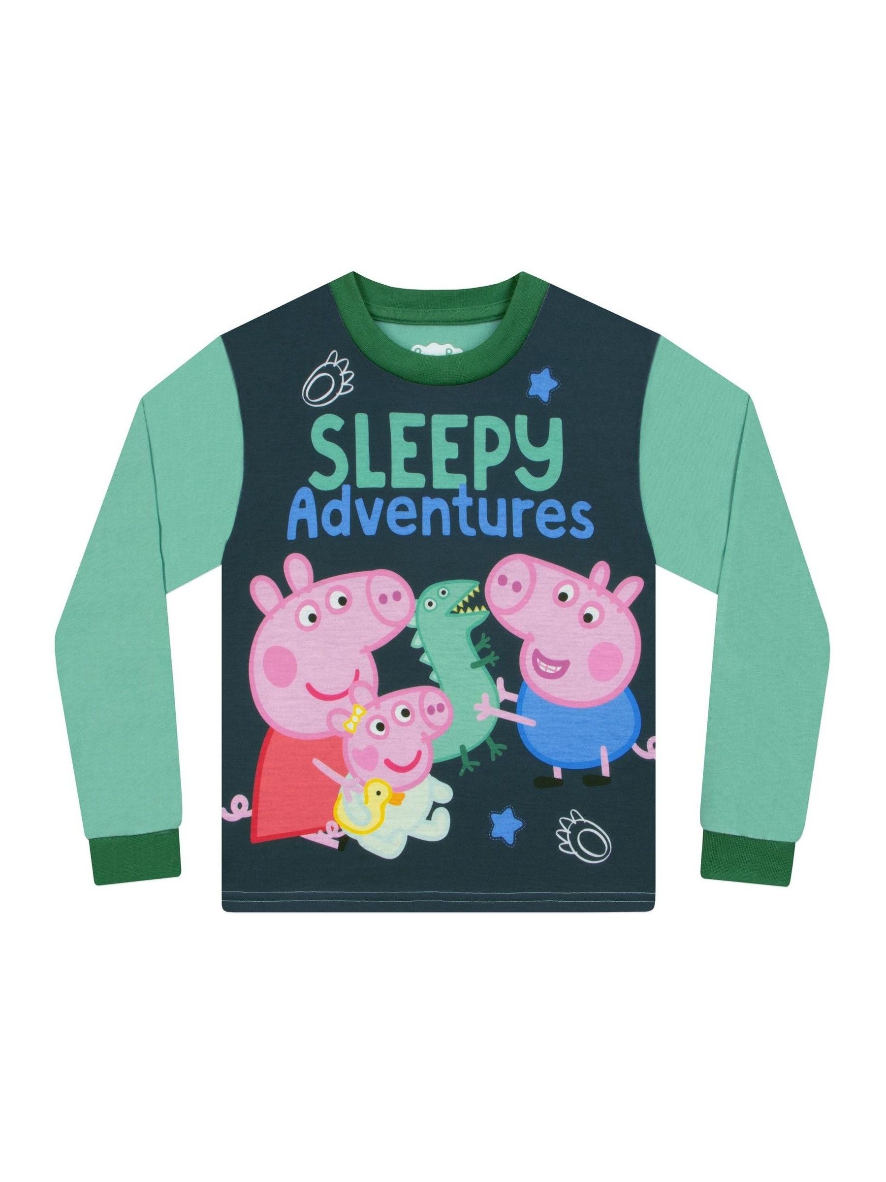 Dsiney Kidz - Character Green Peppa Pig Pyjamas, George Pig Long Sleeve Pyjama Set image 2