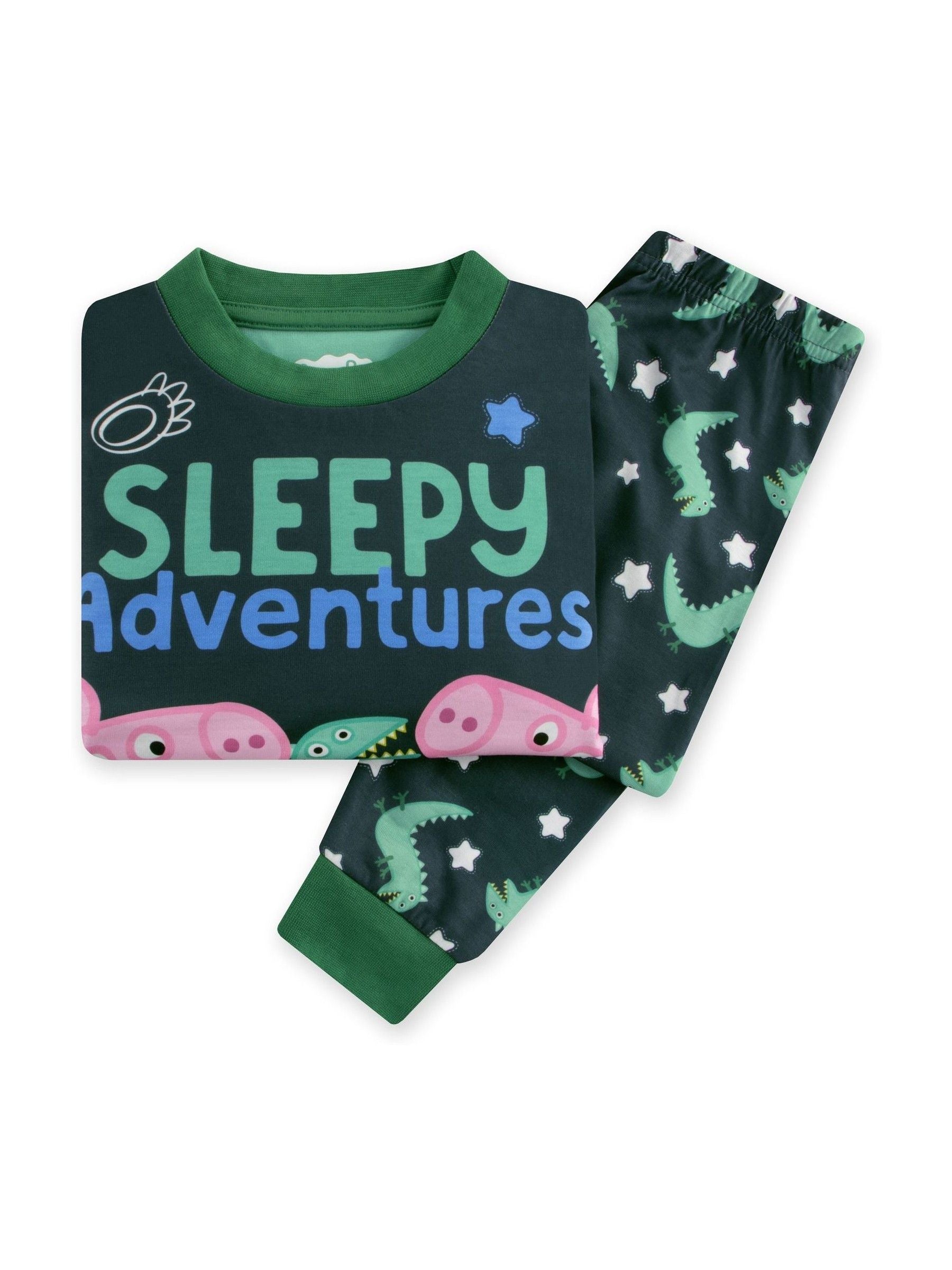 Dsiney Kidz - Character Green Peppa Pig Pyjamas, George Pig Long Sleeve Pyjama Set image 6