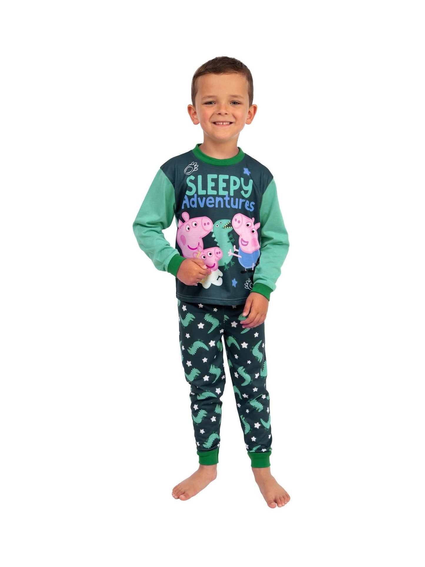 Dsiney Kidz - Character Green Peppa Pig Pyjamas, George Pig Long Sleeve Pyjama Set image 7