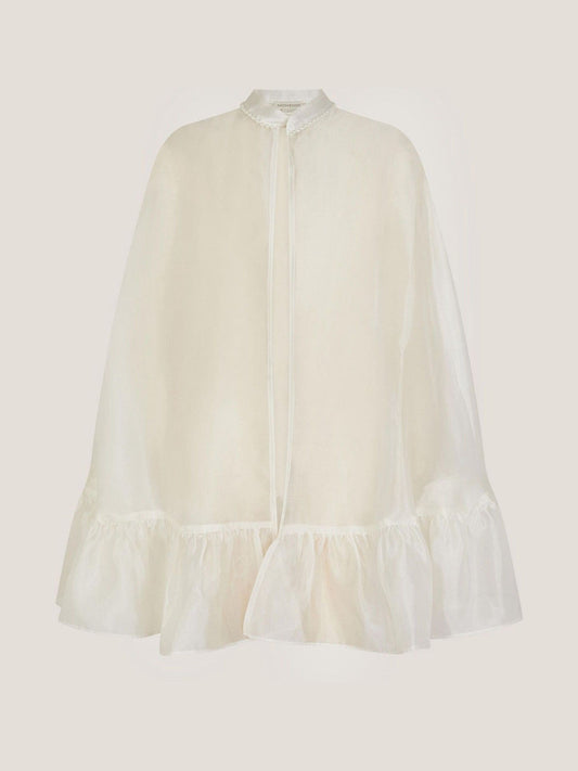 Monsoon White Pearl Trim Organza Cape Poncho image 2