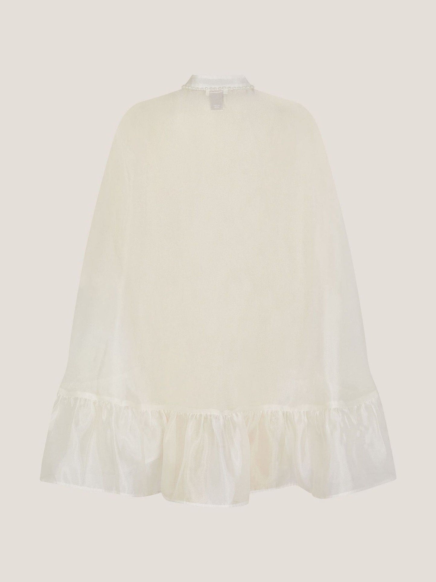 Monsoon White Pearl Trim Organza Cape Poncho image 3