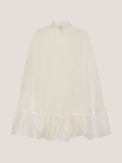 Monsoon White Pearl Trim Organza Cape Poncho image 3