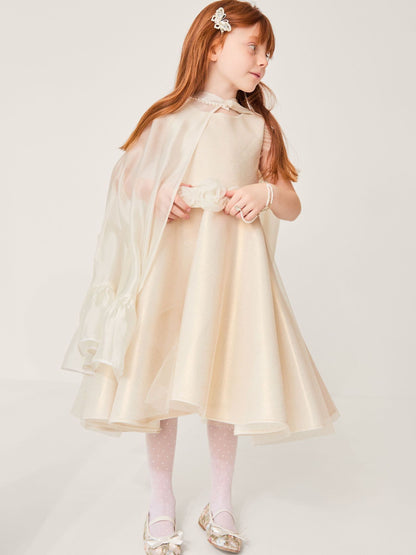 Monsoon White Pearl Trim Organza Cape Poncho image 1