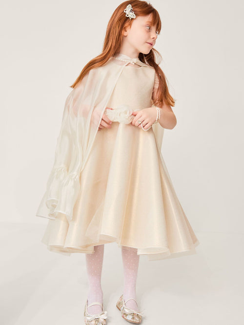 Monsoon White Pearl Trim Organza Cape Poncho image 1