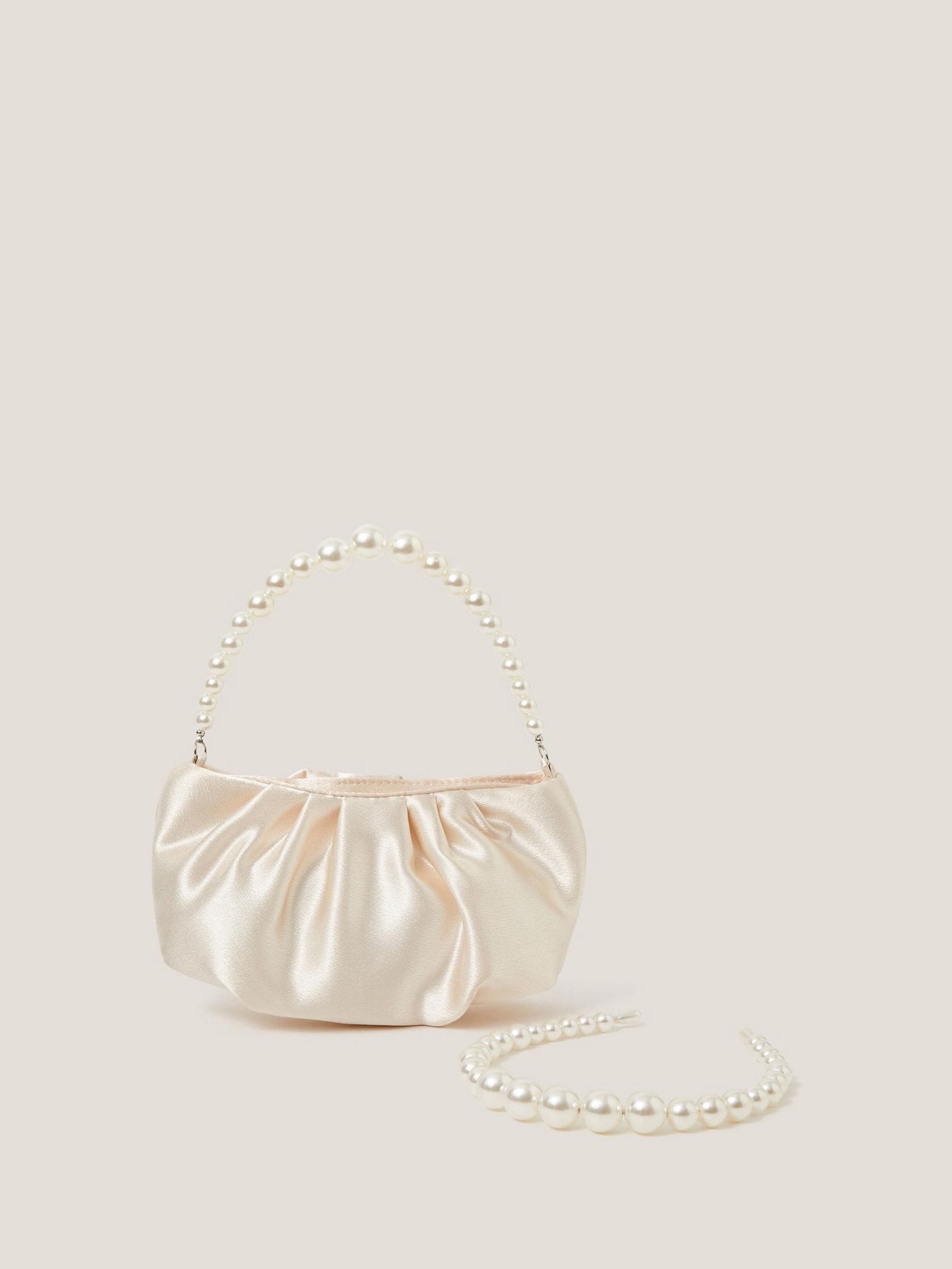 Monsoon Cream Pearl Headband & Satin Bag Set image 1