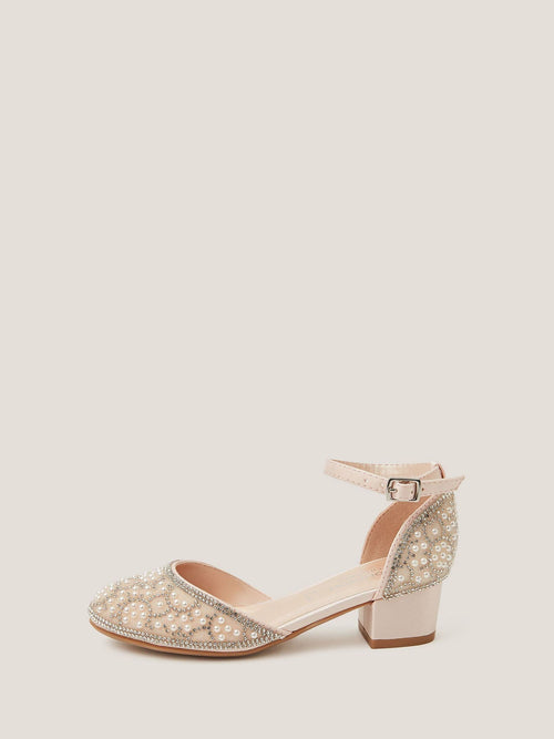 Monsoon Pink Diamanté Pearl Closed Toe Heels Shoes image 1