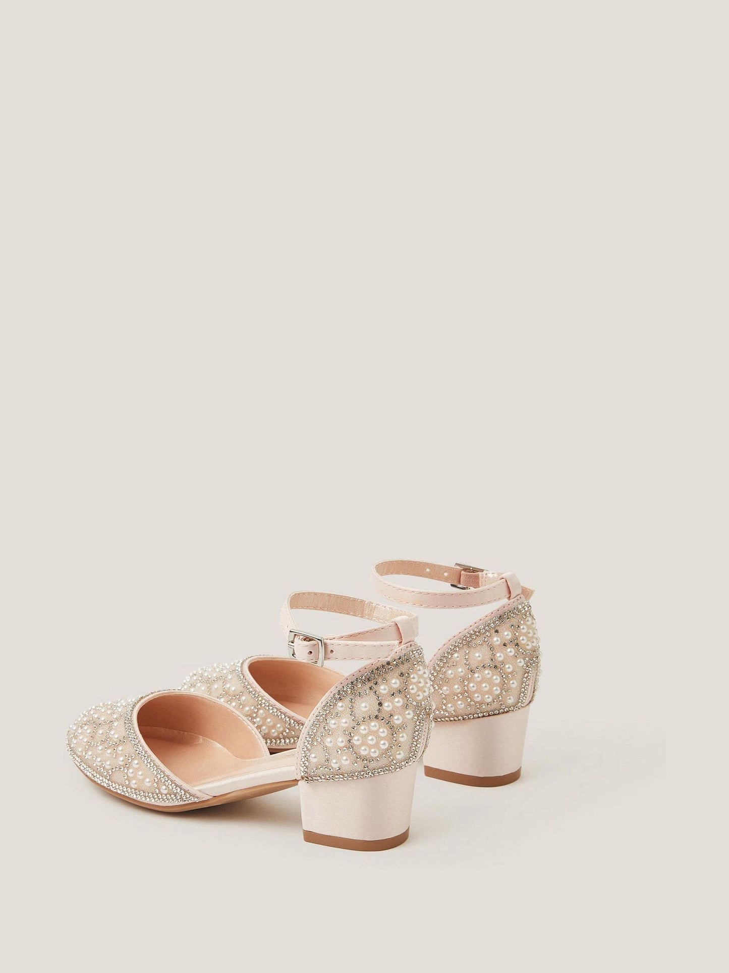 Monsoon Pink Diamanté Pearl Closed Toe Heels Shoes image 2
