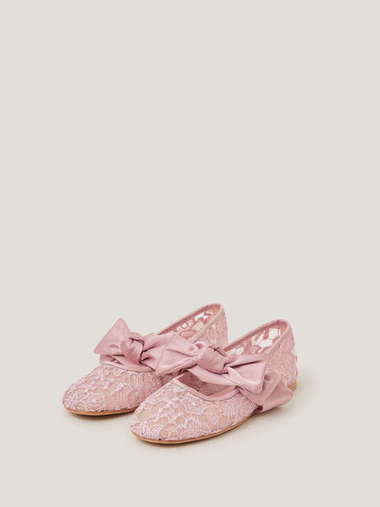 Monsoon Purple Bow Lace Ballerina Flats Shoes image 3