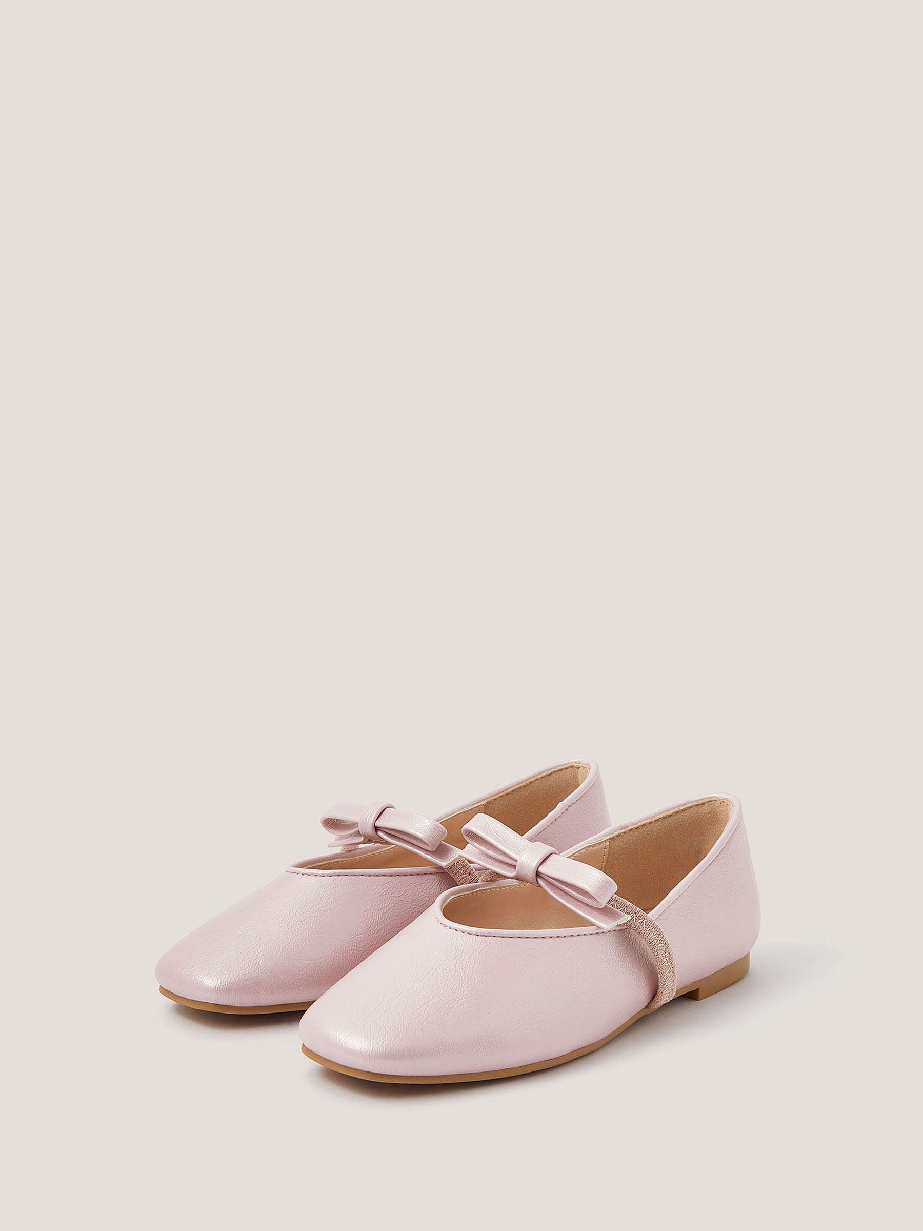 Monsoon Pink Faux Leather Bow Flats Shoes image 1