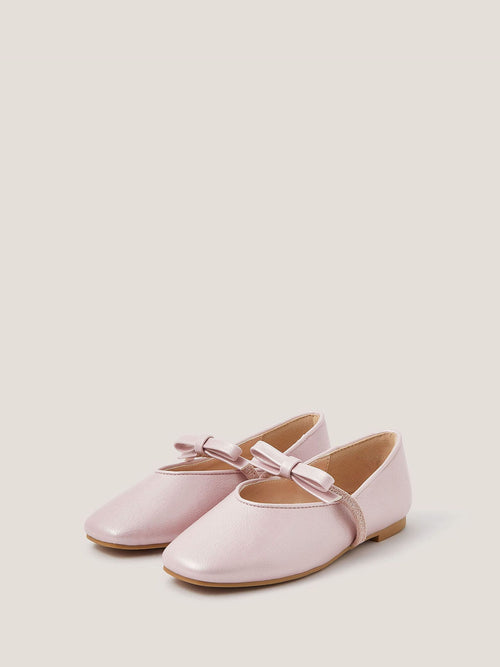 Monsoon Pink Faux Leather Bow Flats Shoes image 1