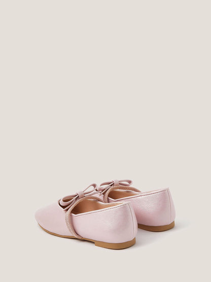 Monsoon Pink Faux Leather Bow Flats Shoes image 3