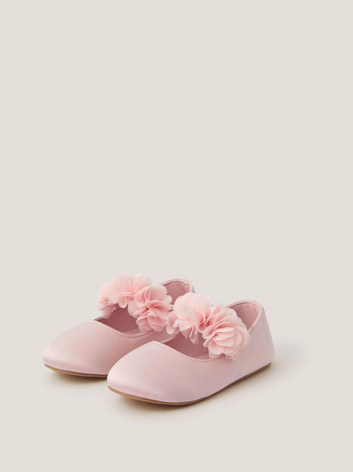 Monsoon Pink Baby Flower Pom Pom Walker Shoes image 1