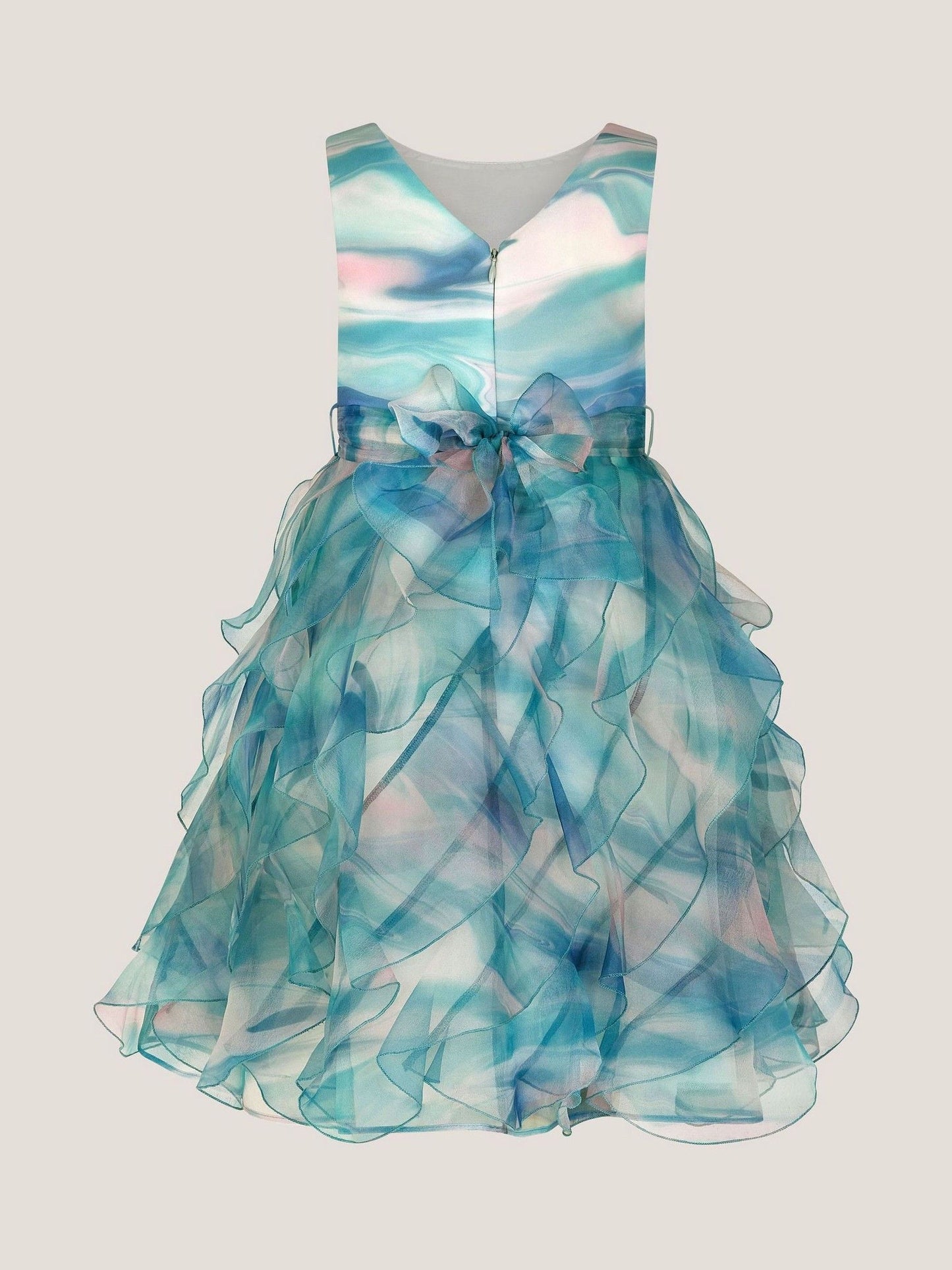 Monsoon Blue Marble Print Ruffle Party Dress image 3