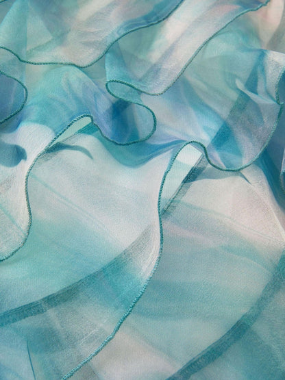 Monsoon Blue Marble Print Ruffle Party Dress image 4