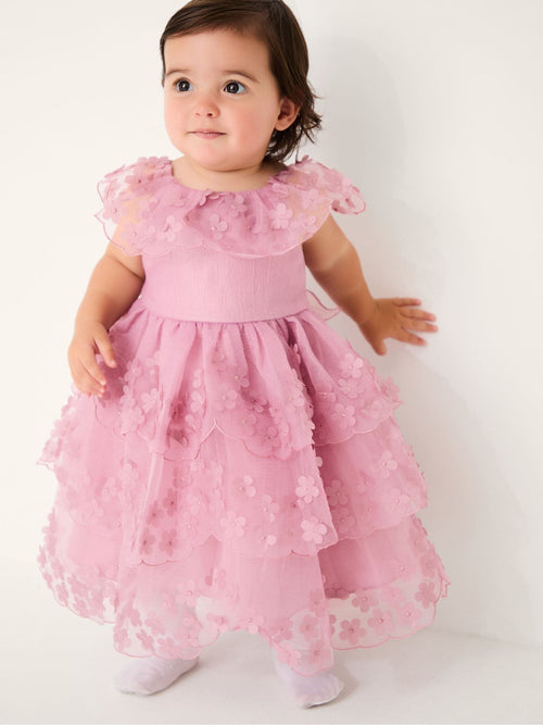 Monsoon Pink Baby Appliqué Scallop Party Dress image 1