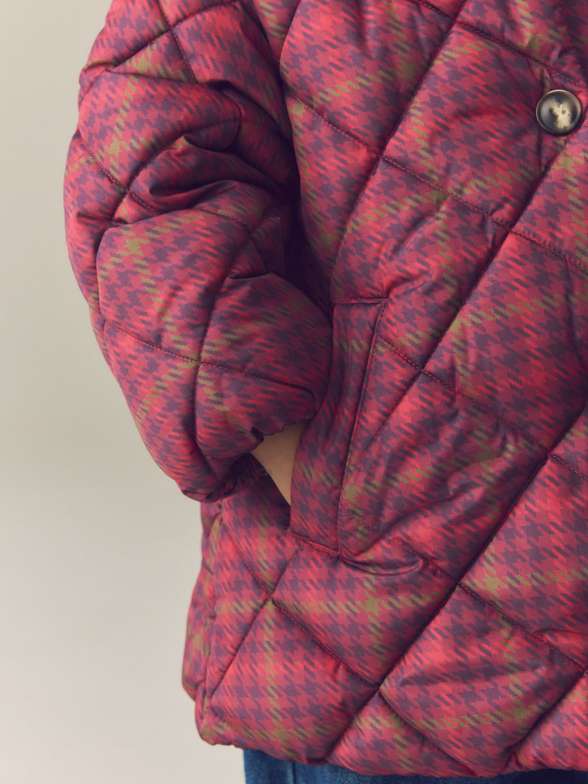 Dsiney Kidz - Burgundy Red Check Faux Fur Collar Shower Resistant Padded Duffle Coat (3mths-7yrs) image 6