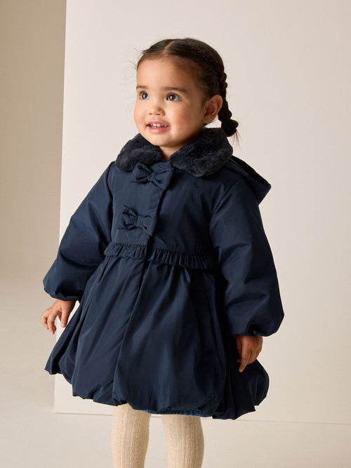 Dsiney Kidz - Navy Blue Shower Resistant Faux Fur Collar Padded Coat (3mths-7yrs) image 1