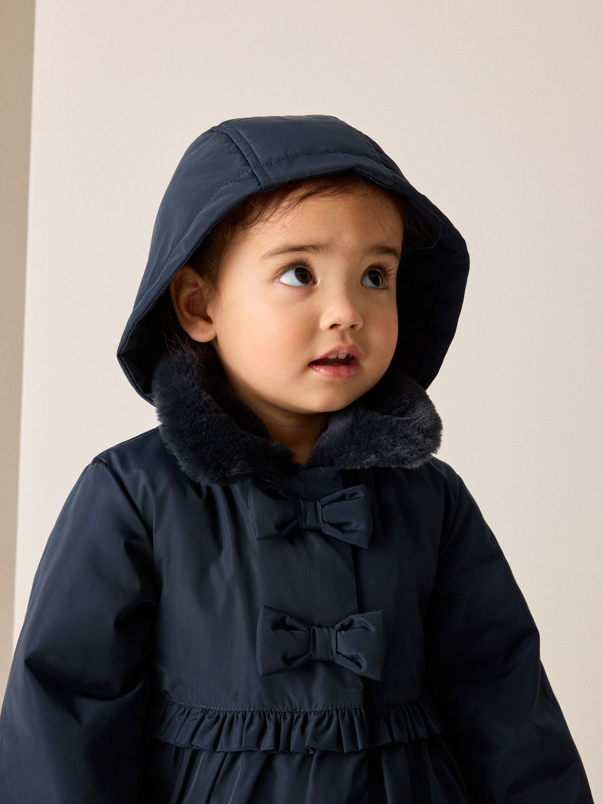 Dsiney Kidz - Navy Blue Shower Resistant Faux Fur Collar Padded Coat (3mths-7yrs) image 4