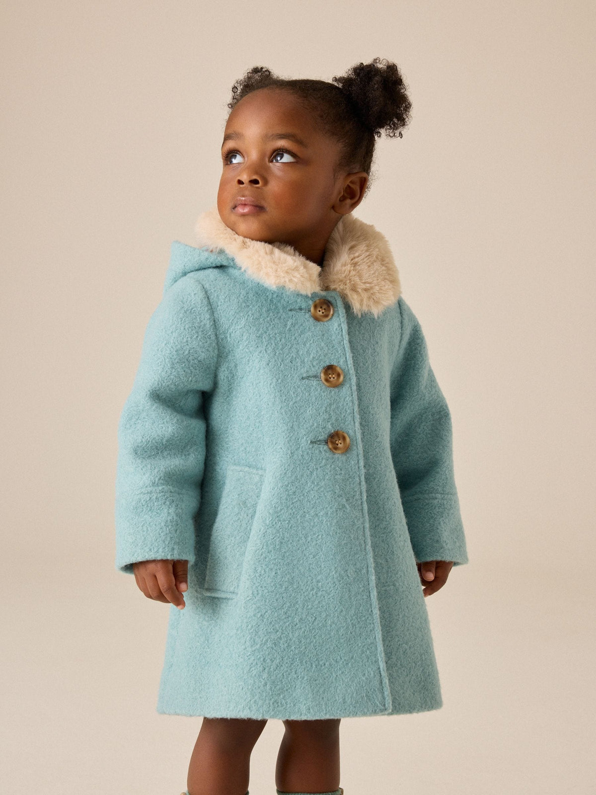 Dsiney Kidz - Blue Faux Fur Collar Hooded Coat (3mths-7yrs) image 1