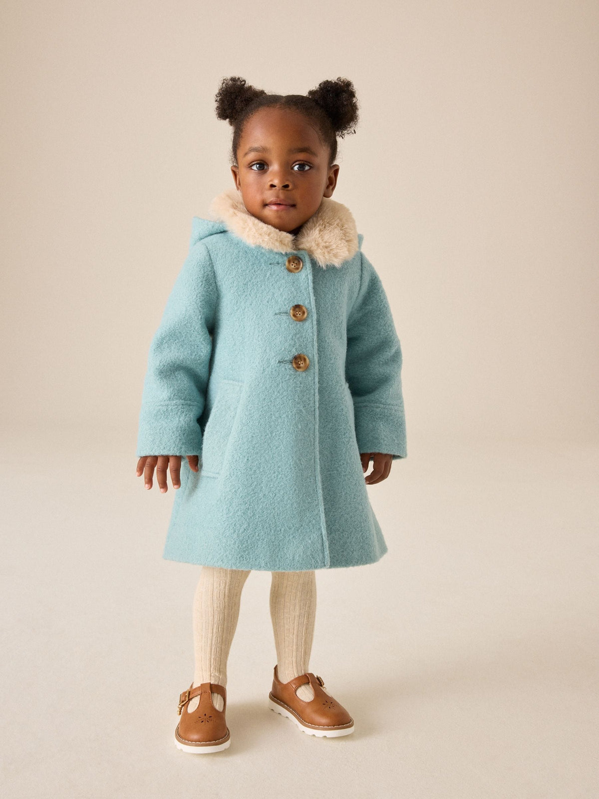 Dsiney Kidz - Blue Faux Fur Collar Hooded Coat (3mths-7yrs) image 2