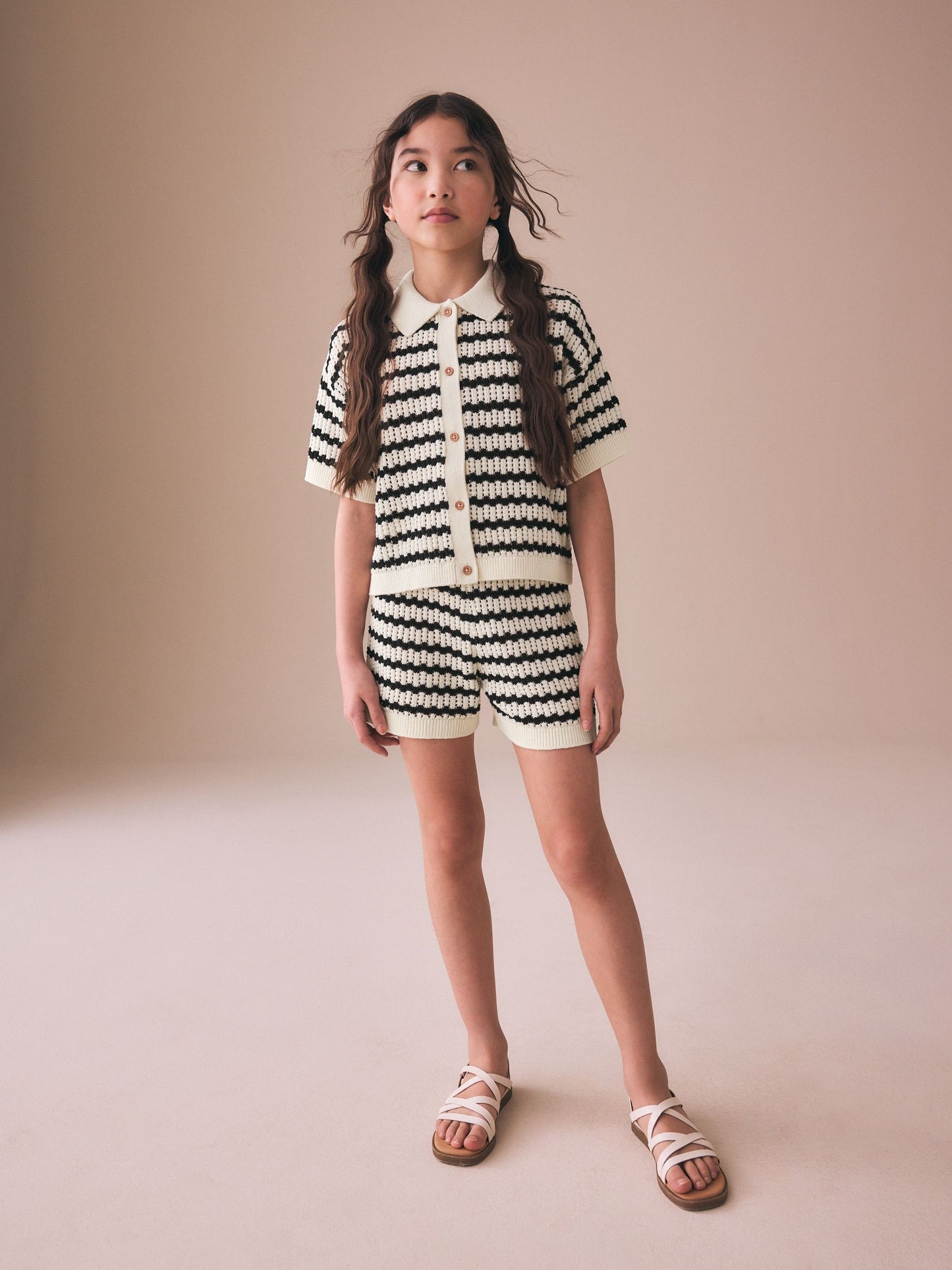 Monochrome Knitted Shirt & Shorts Set (3-16yrs) image 3