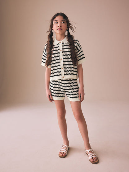 Monochrome Knitted Shirt & Shorts Set (3-16yrs) image 3
