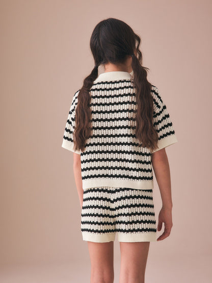 Monochrome Knitted Shirt & Shorts Set (3-16yrs) image 4
