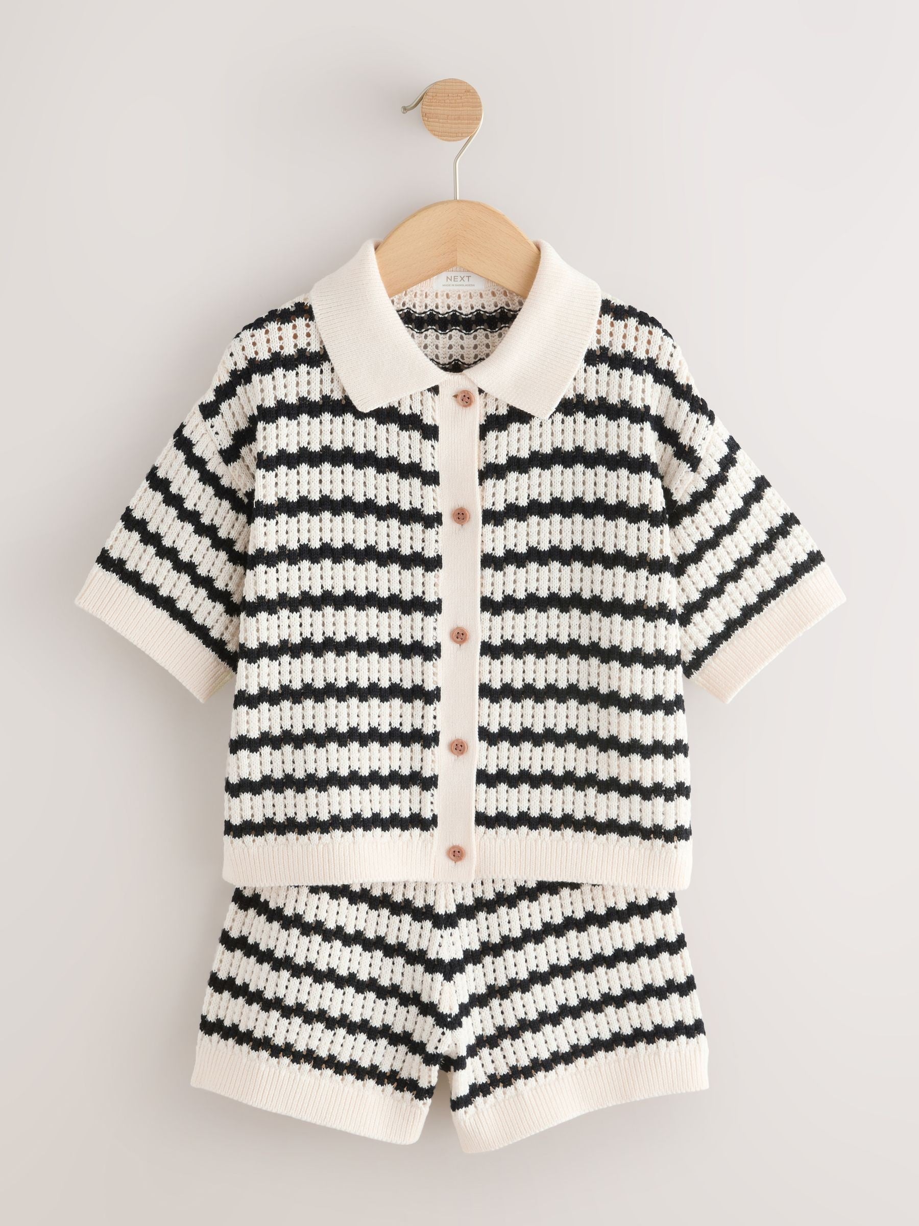 Monochrome Knitted Shirt & Shorts Set (3-16yrs) image 6