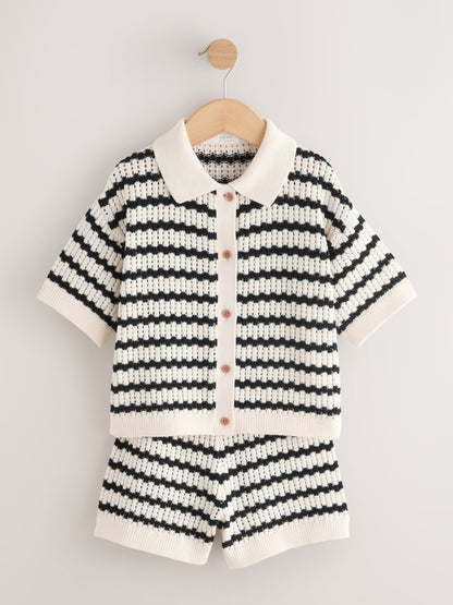 Monochrome Knitted Shirt & Shorts Set (3-16yrs) image 6