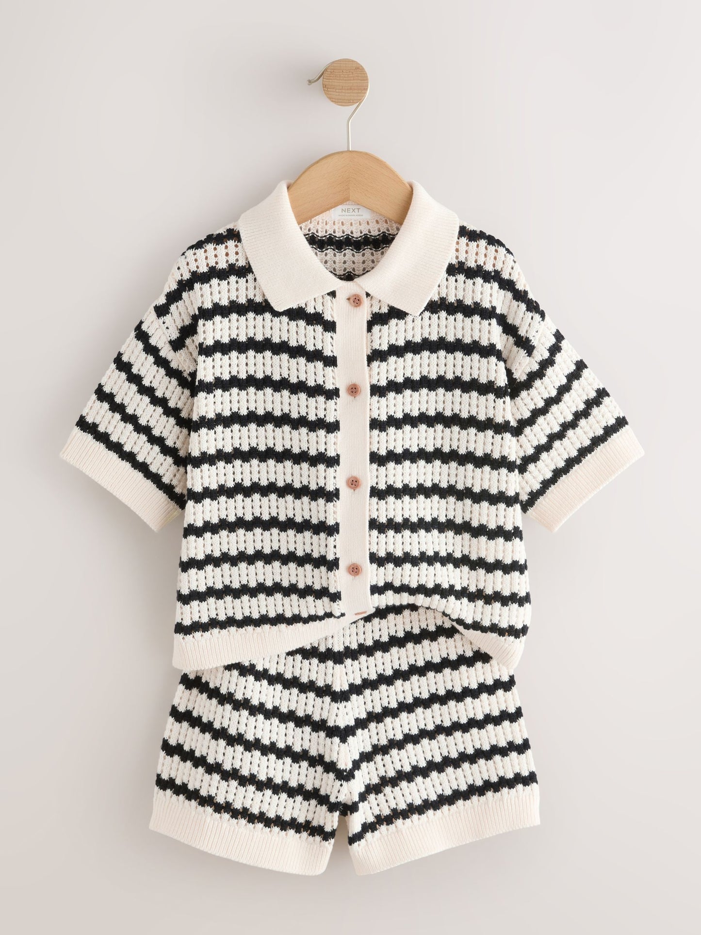 Monochrome Knitted Shirt & Shorts Set (3-16yrs) image 7
