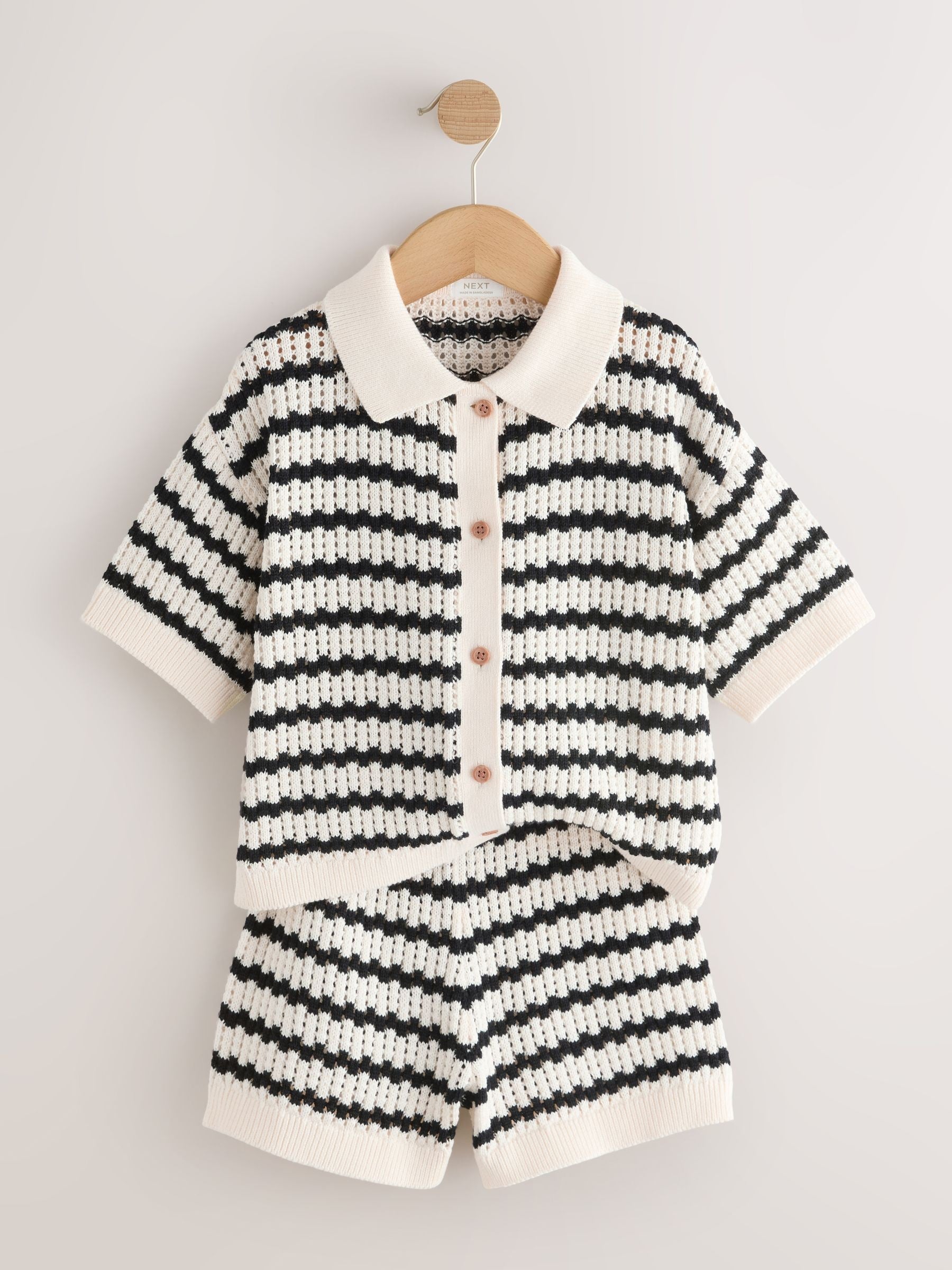 Monochrome Knitted Shirt & Shorts Set (3-16yrs) image 7