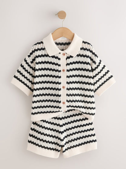 Monochrome Knitted Shirt & Shorts Set (3-16yrs) image 7